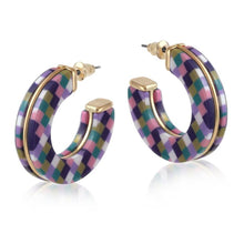 画像をギャラリービューアに読み込む, 【big metal】 Farah チェックレジンフープピアス
