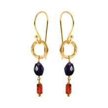 画像をギャラリービューアに読み込む, 【Mirabelle】Gita 2ストーンピアス:アメジスト & カーネリアン