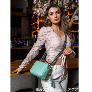 【Elie Beaumont】CROSSBODY STRAP：ブラックドッグトゥース